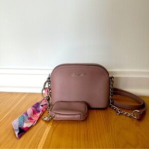 Steve Madden Crossbody Bag Blush Pink with Scarf and Change Purse
